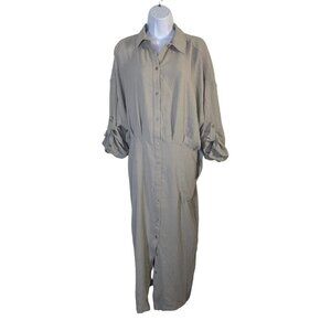 Max Studio Womens Clay Button-Down Maxi Dress Long Sleeve Size Large‎ New